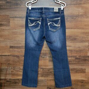 LOVE NATION Jeans Size 8 Bootcut Low Rise Medium Dark Wash Western Stretch